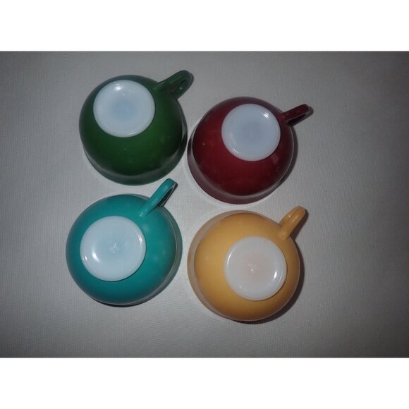 Vintage Hazel Atlas Ovide Platonite Moderntone Tea Cup Lot red teal yellow green - Picture 6 of 12